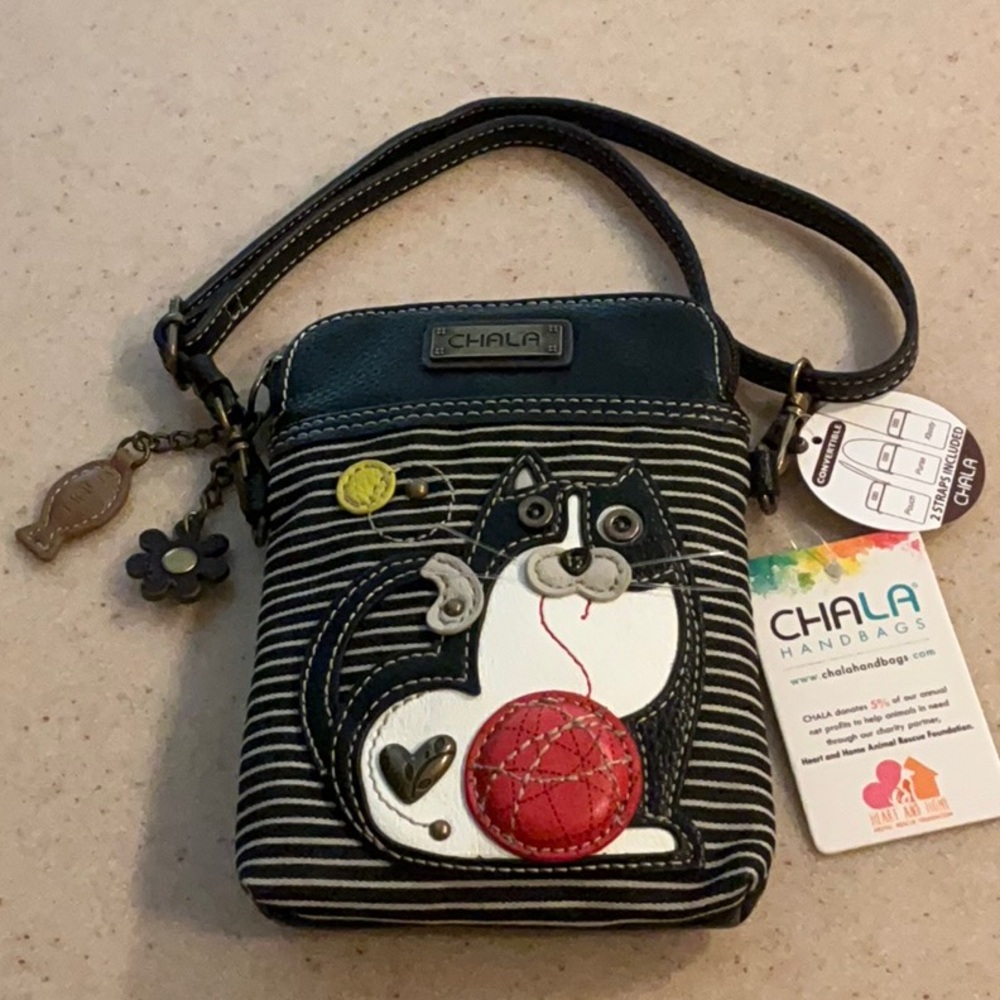 Chala Black and White Cat Mini Bag